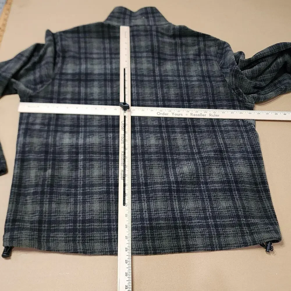 Woolrich Jacket Mens XL Green Plaid Fleece Full Zip Collar Olive Hunt 16121